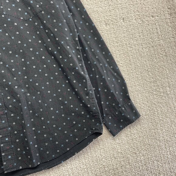 Ben Sherman Shirt Mens XL Dark Blue Geometric AOP Dots Button Down Slim Fit - Picture 3 of 12